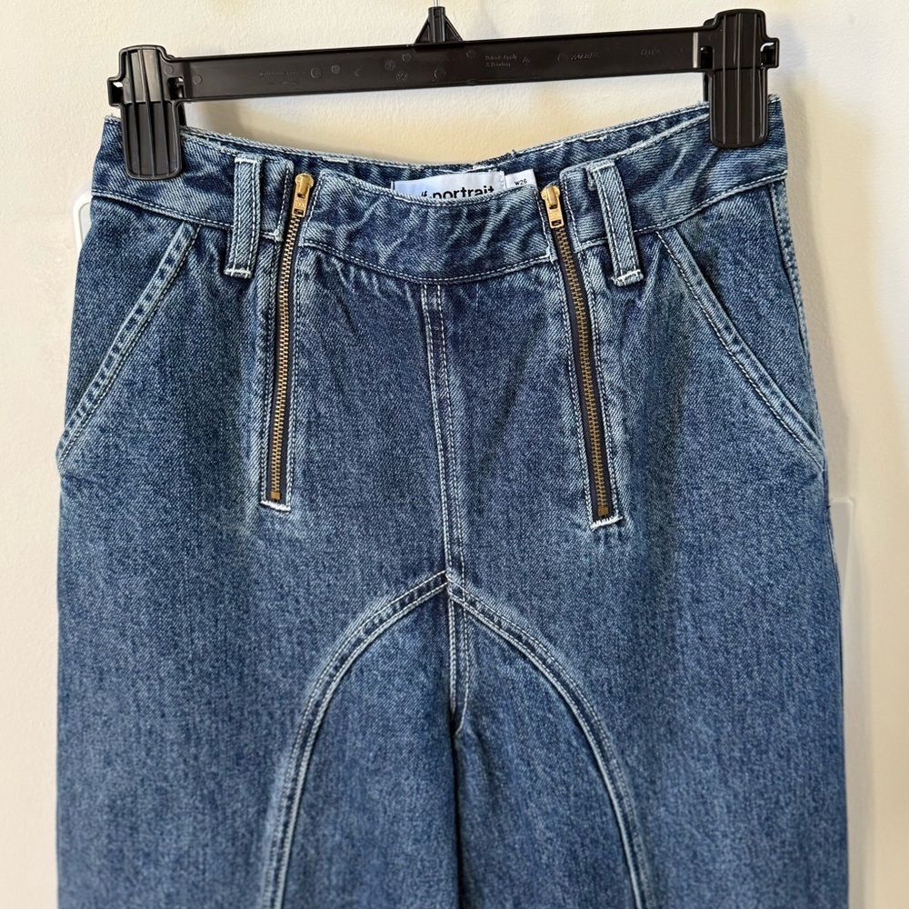 Self-Portrait Wide-Leg Stitched High-Rise Denim Jeans 26 - Picture 5 of 16